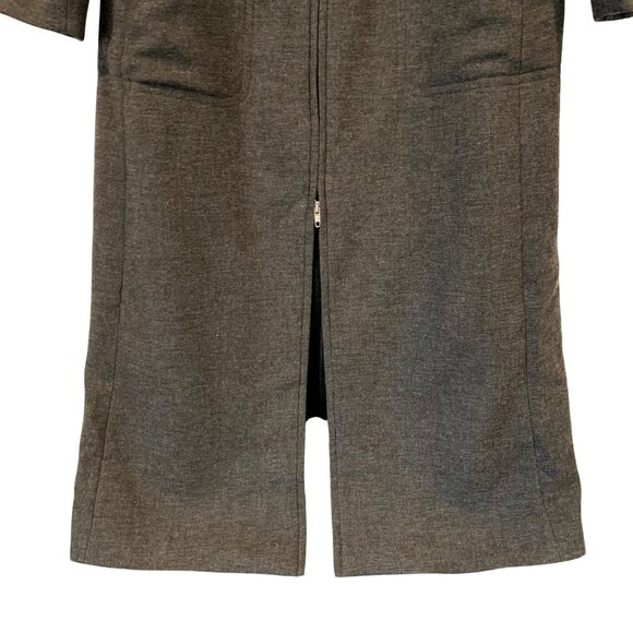 Trussardi S Longline Full Length Zip Gray Wool Coat Pockets Funnel Collar Y2K - Picture 7 of 13